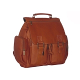 David King Leather Luggage Laptop Backpack with 5 Zip Pockets
