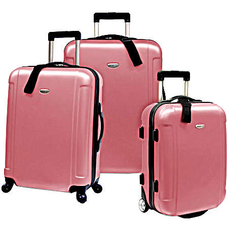 Travelers Choice Discount Luggage and Sets Freedom 3-Piece Lightweight Hard-Shell Spinning/Rolling Travel Collection - Pink