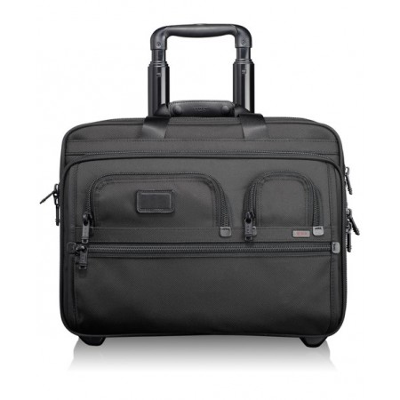 Tumi Alpha Travel and Business Deluxe Wheeled Brief with Laptop Case - Black