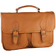 David King Leather Luggage Triple Compartment Flap-Over Briefcase